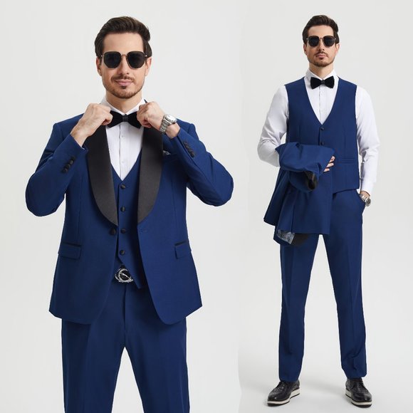 Stacy Adams Other - Stacy Adams 3pc Mens Tuxedo Hybrid Fit Shawl Lapel, Blue